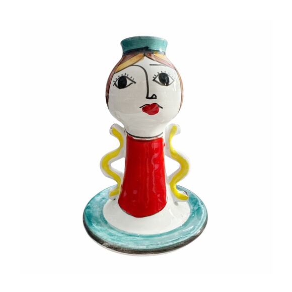 Hand Made Colorful Italian Lady Candle Holder Signed Numbered - Picture 2 of 10